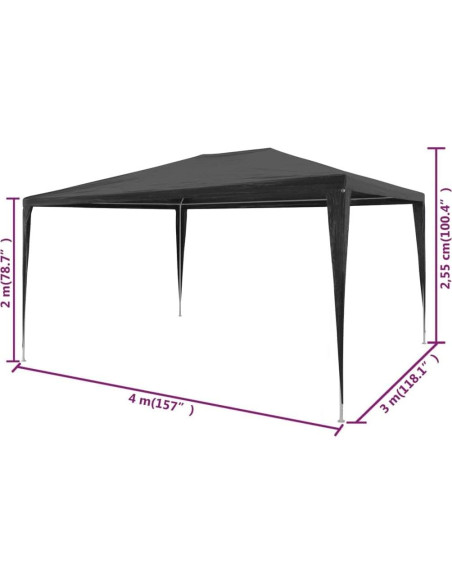 Carpa de Fiesta GROSERY Antracita 3.00m x 4.00m Resistente UV