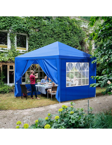 Carpa de Fiesta 3.05x3.05m ANTSKU Azul con 4 Paredes