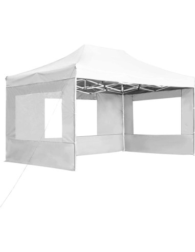 Carpa de Fiesta Plegable YELWHI 4.3x3m Blanca con Paneles