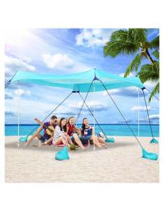 Toldo de Playa Uboway 12x12FT Turquesa UPF50+ con 8 Sacos
