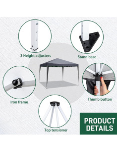 Carpa Plegable 3x3m MELOSHM con Bolsa de Transporte y Accesorios 2