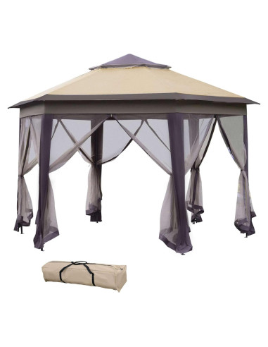 Gazebo Plegable Hexagonal AnhuaUSA 4.06x4.06m con Malla