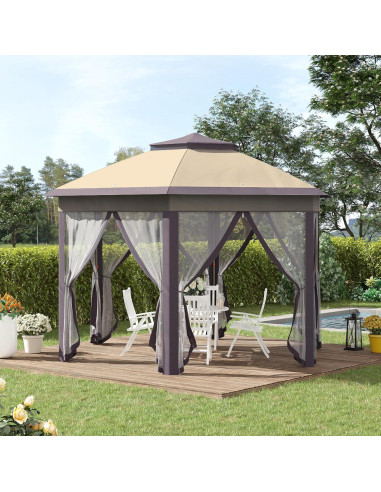 Gazebo Plegable Hexagonal AnhuaUSA 4.06x4.06m con Malla