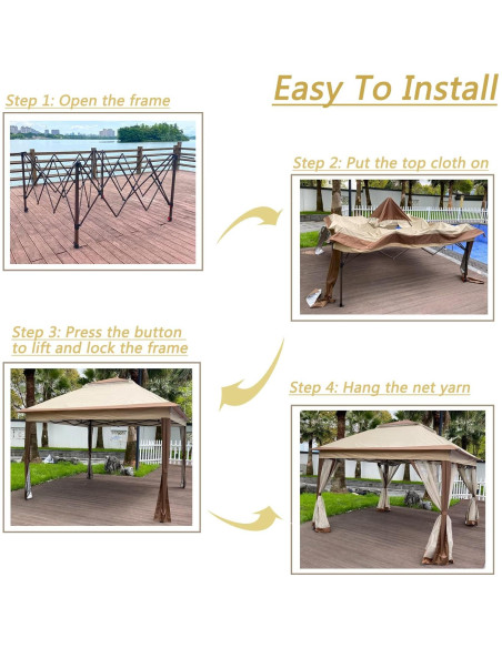 Gazebo Pop Up Genérico 3.35x3.35m Impermeable con Red