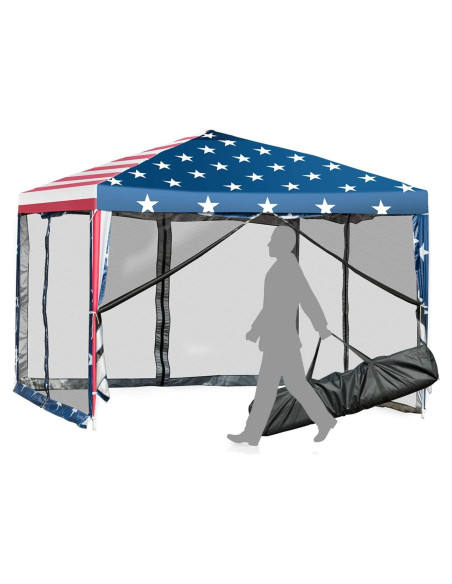 Carpa Plegable Tangkula 10x10 Pies con Malla y Altura Ajustable