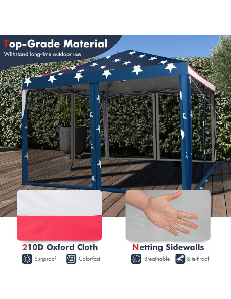 Carpa Plegable Tangkula 10x10 Pies con Malla y Altura Ajustable