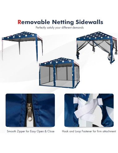 Carpa Plegable Tangkula 10x10 Pies con Malla y Altura Ajustable