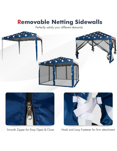 Carpa Plegable Tangkula 10x10 Pies con Malla y Altura Ajustable