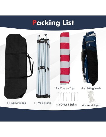 Carpa Plegable Tangkula 10x10 Pies con Malla y Altura Ajustable