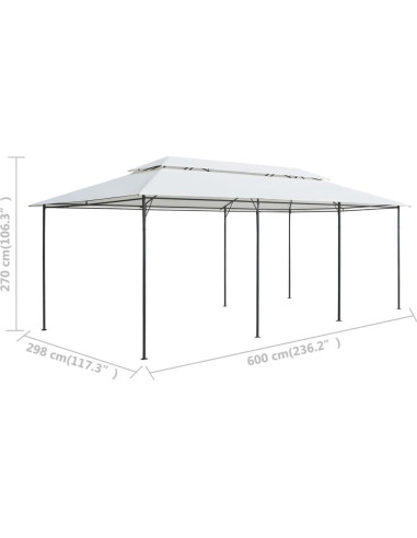Gazebo Blanco YELWHI 600x297 cm Resistente a UV Fácil Montaje