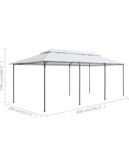 Gazebo Blanco YELWHI 600x297 cm Resistente a UV Fácil Montaje