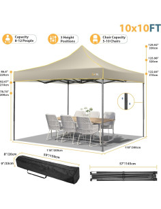 Carpa Exterior Hoteel 3x3 m Impermeable con Paredes Laterales 2