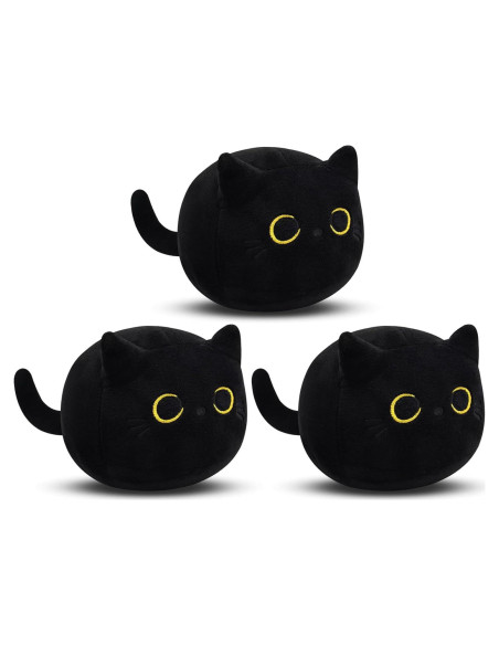 Juego de 3 Piezas de Peluche Gato Negro LSYDCARM Suave