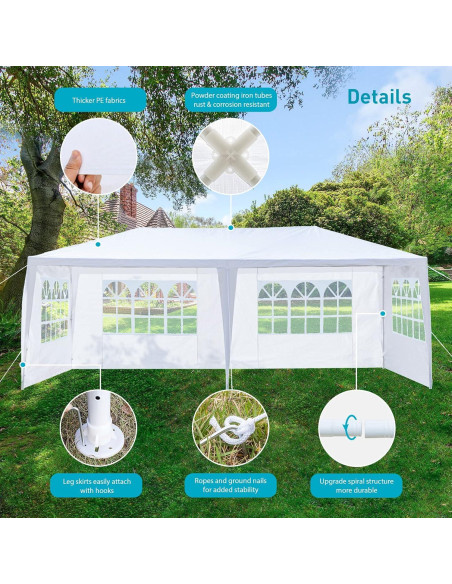 Carpa de Fiesta 3x6 m ANTSKU con 4 Paredes Removibles