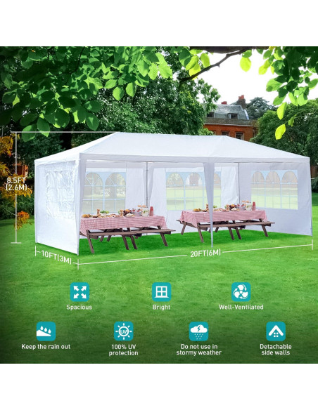 Carpa de Fiesta 3x6 m ANTSKU con 4 Paredes Removibles