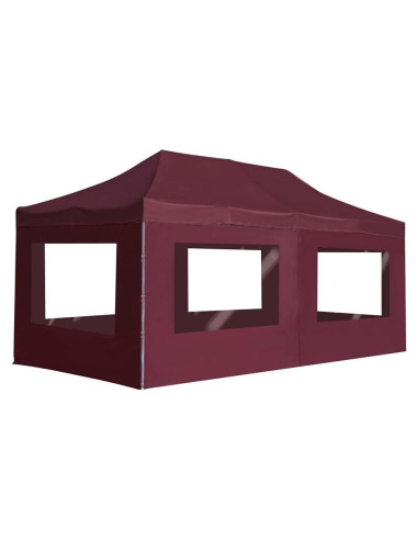 Carpa de Fiesta Plegable KCCKOM 5.8x3m Rojo Vino con Paneles