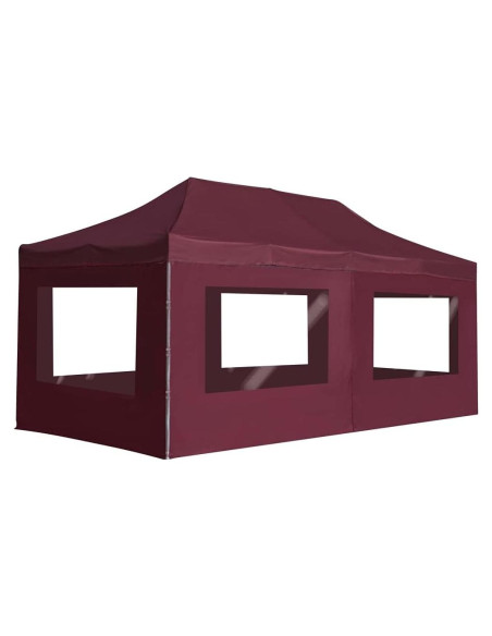 Carpa de Fiesta Plegable KCCKOM 5.8x3m Rojo Vino con Paneles