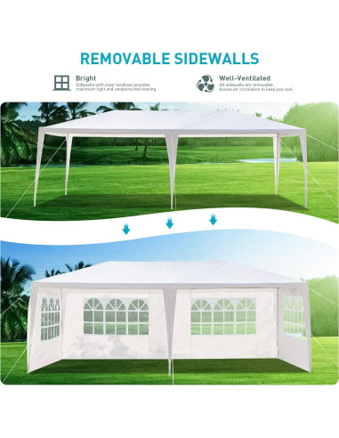 Carpa de Fiesta 3x6 m ANTSKU con 4 Paredes Removibles