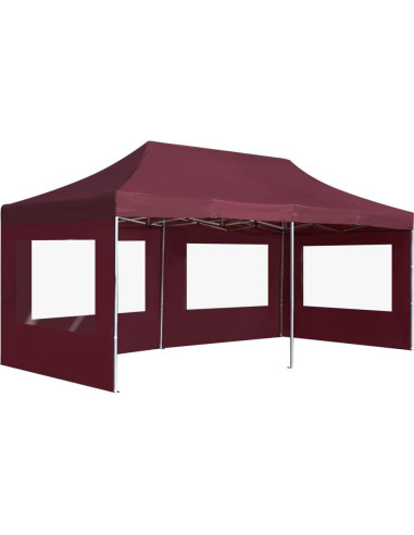 Carpa de Fiesta Plegable KCCKOM 5.8x3m Rojo Vino con Paneles