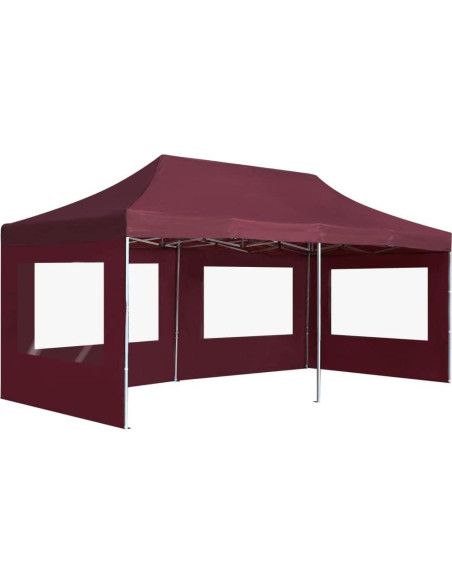 Carpa de Fiesta Plegable KCCKOM 5.8x3m Rojo Vino con Paneles