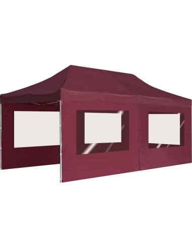 Carpa de Fiesta Plegable KCCKOM 5.8x3m Rojo Vino con Paneles