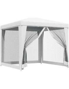 Carpa de Fiesta GROSERY 2.5x2.5m Blanca con Paredes de Malla 2