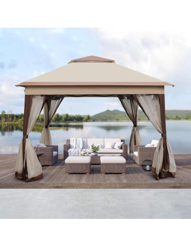 Carpa Gazebo Plegable Leoglint 3x3m con Red Desmontable