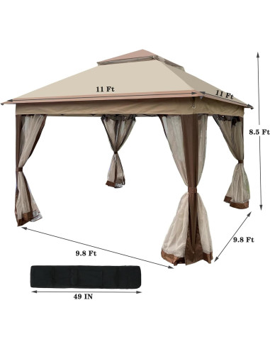 Carpa Gazebo Plegable Leoglint 3x3m con Red Desmontable
