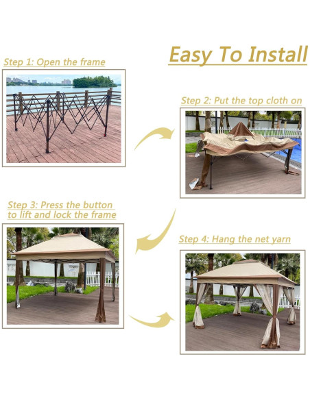 Carpa Gazebo Plegable Leoglint 3x3m con Red Desmontable