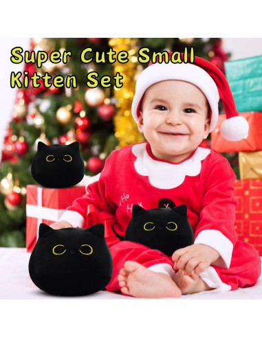 Juego de 3 Piezas de Peluche Gato Negro LSYDCARM Suave