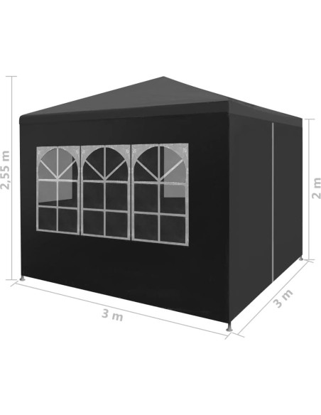 Carpa de Fiesta 3x3m Antracita MINERWALL Resistente UV