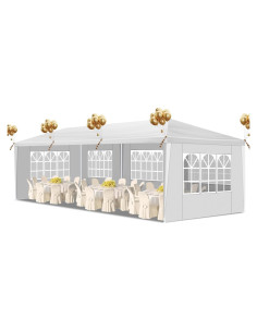 Carpa de Fiesta Kshioe 9x3m Impermeable con 5 Paredes