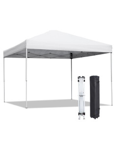 Carpa Plegable LEMY 3x3m Impermeable con Bolsa y Ruedas Blanca