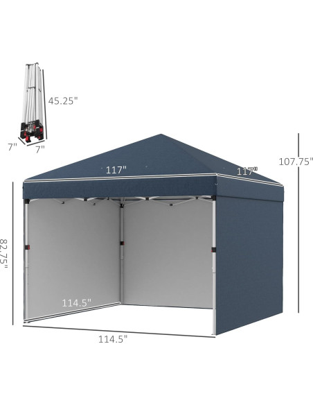Carpa Plegable 3 Paredes QiMaieeUSA 10x10m Azul Ajustable