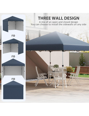 Carpa Plegable 3 Paredes QiMaieeUSA 10x10m Azul Ajustable