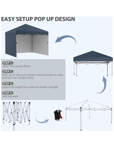 Carpa Plegable 3 Paredes QiMaieeUSA 10x10m Azul Ajustable