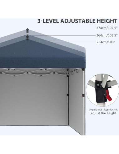 Carpa Plegable 3 Paredes QiMaieeUSA 10x10m Azul Ajustable