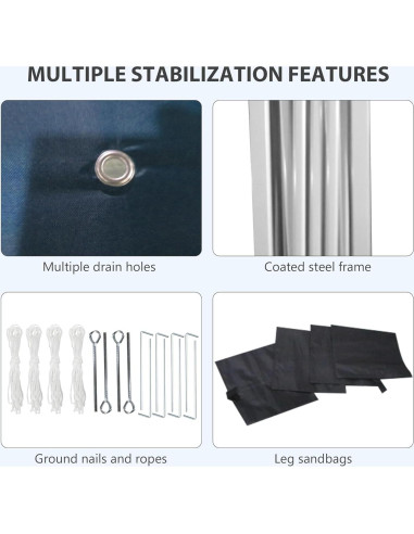 Carpa Plegable 3 Paredes QiMaieeUSA 10x10m Azul Ajustable