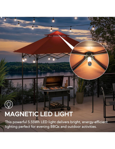 Gazebo Pop-Up Sunjoy 250x160cm con Luz LED y Altura Ajustable