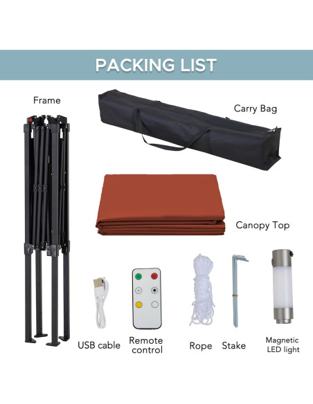 Gazebo Pop-Up Sunjoy 250x160cm con Luz LED y Altura Ajustable