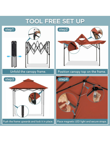 Gazebo Pop-Up Sunjoy 250x160cm con Luz LED y Altura Ajustable