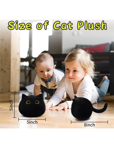 Juego de 3 Piezas de Peluche Gato Negro LSYDCARM Suave
