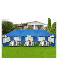 Carpa de Fiesta COBIZI 10x3m Impermeable con Paredes Laterales
