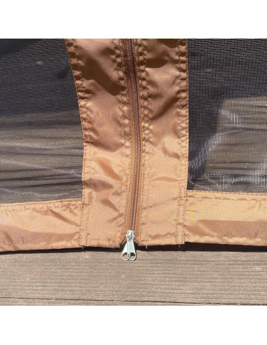 Gazebo Plegable TURRIDU 330x330cm con Red Desmontable Marrón