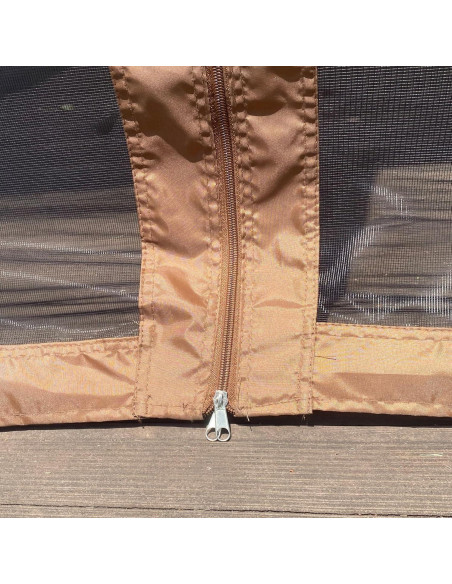 Gazebo Plegable TURRIDU 330x330cm con Red Desmontable Marrón