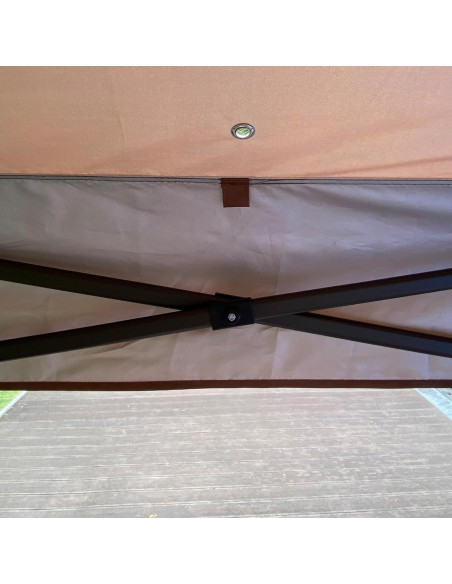 Gazebo Plegable TURRIDU 330x330cm con Red Desmontable Marrón