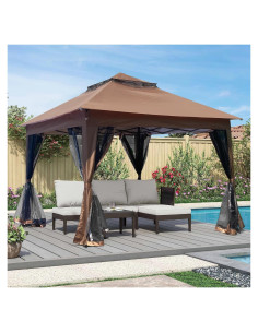 Gazebo Plegable AnhuaUSA 3.35x3.35m con Mosquitera y Techo Doble
