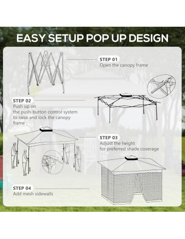Carpa Plegable AnhuaUSA 3x3m con Red Desmontable para Jardín