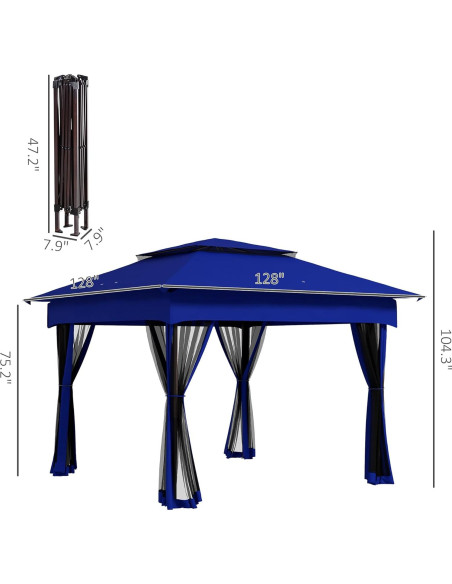 Carpa Plegable AnhuaUSA 3.25x3.25m para Patio Exterior