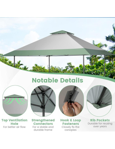 Carpa Plegable Tangkula 13x13 ft Verde, 10 Personas, UPF 50+